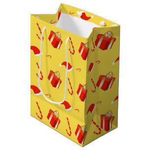 Christmas gift box Santa hat candy cane Medium Gift Bag