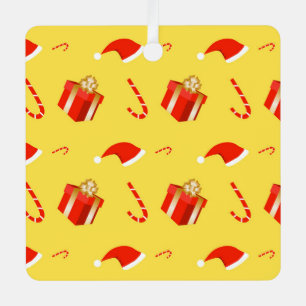 Christmas gift box Santa hat candy cane Metal Tree Decoration