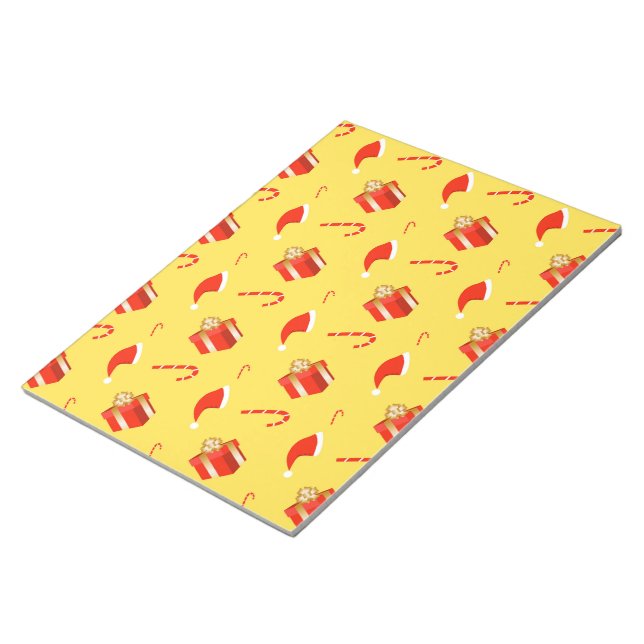 Christmas gift box Santa hat candy cane Notepad (Angled)