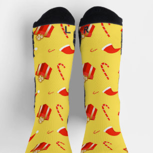 Christmas gift box Santa hat candy cane Socks