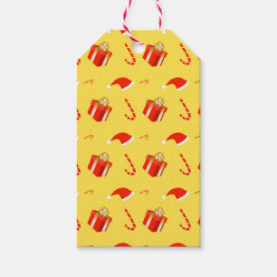 Christmas gift box Santa hat candy cane Tags
