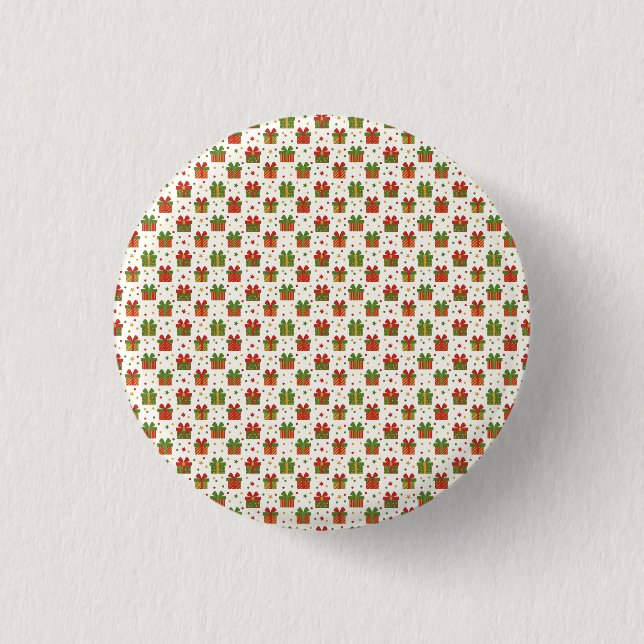 Christmas Gift Boxes and Bows Seamless Pattern 3 Cm Round Badge (Front)
