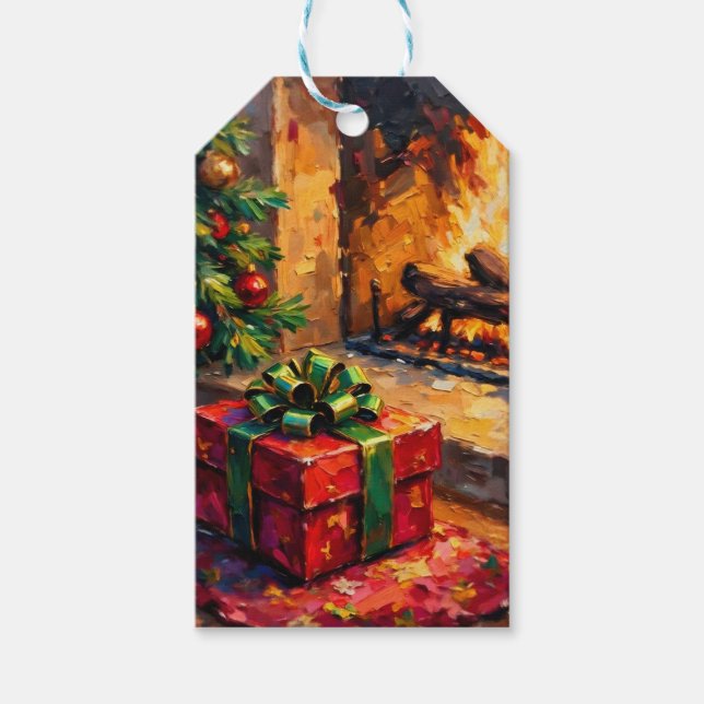 Christmas Gift by the Fire Tags (Front)