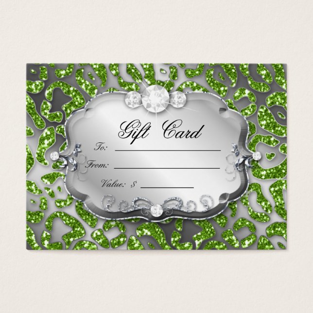 Christmas Gift Card Jewellery Zebra Green Leopard (Front)