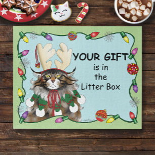 Christmas Gift Cat Green Funny Jigsaw Puzzle