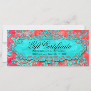 Christmas Gift Certificate Vintage Damask Salon