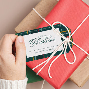 Christmas gift classic green holiday plaid tags