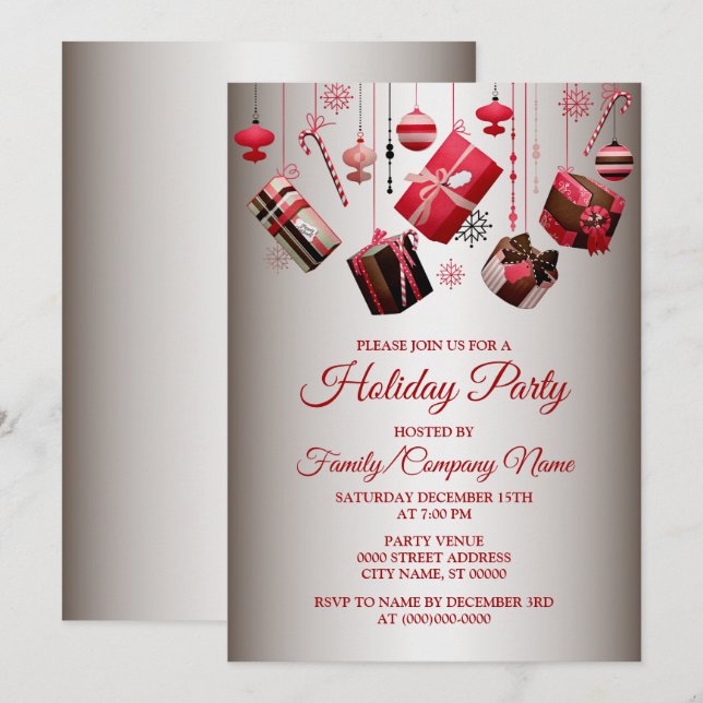 Christmas Gift Colourful Holidays Party Invitation (Front/Back)