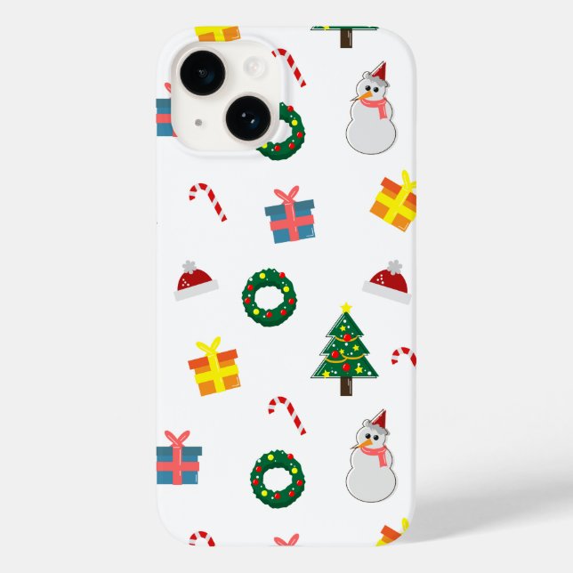 Christmas Gift – Cute Holiday Pattern with Snowman Case-Mate iPhone Case (Back)