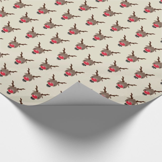 CHRISTMAS GIFT cute reindeer red nose rudolph Wrapping Paper (Corner)