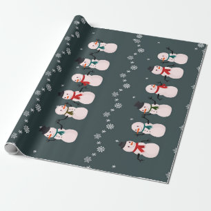 Christmas Gift Cute Snowman Through The Snow Wrapping Paper