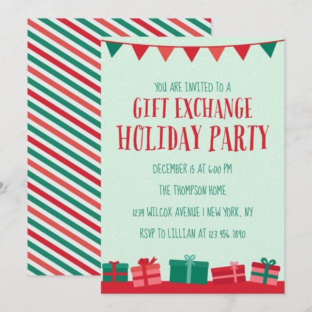 Christmas Gift Exchange Holiday Party Invitation (Front/Back)