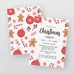 Christmas Gift Exchange Red Holiday Party Invitation