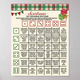 Christmas Gift Exchange Roll Dice Game Plaid Sign