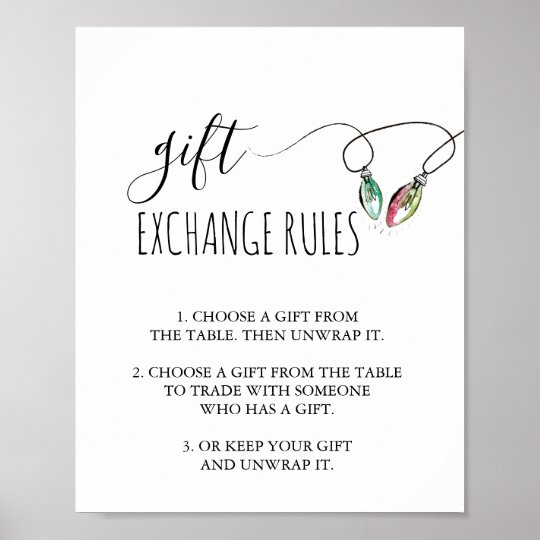 Christmas Gift Exchange Rules Sign | Zazzle.co.uk