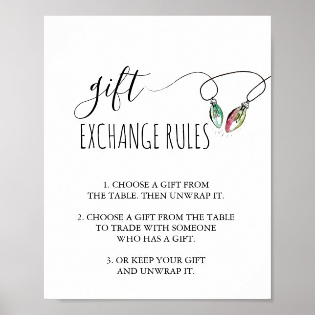 Christmas Gift Exchange Rules Sign (Front)