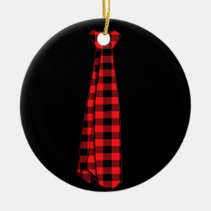 Christmas Gift for Men Dad Family Buffalo Plaid Ceramic Tree Decoration
