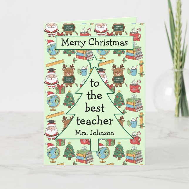 Christmas Gift For School Teacher Personalised Card (Front)
