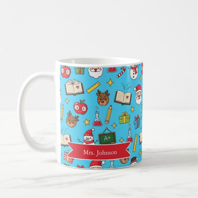 Christmas Gift For School Teacher Personalised Coffee Mug (Left)