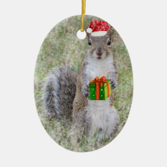 Christmas gift from squirrel ceramic tree decoration (Front)