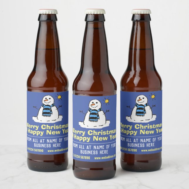 Christmas Gift Fun Snowman Beer Bottle Labels (Bottles)