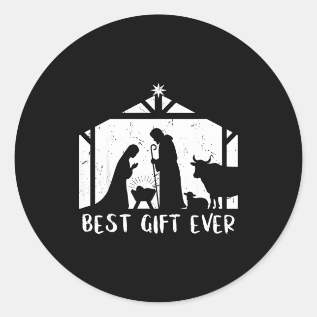 Christmas Gift Jesus Nativity Christian Men Women  Classic Round Sticker (Front)