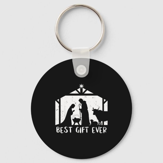 Christmas Gift Jesus Nativity Christian Men Women  Key Ring (Front)