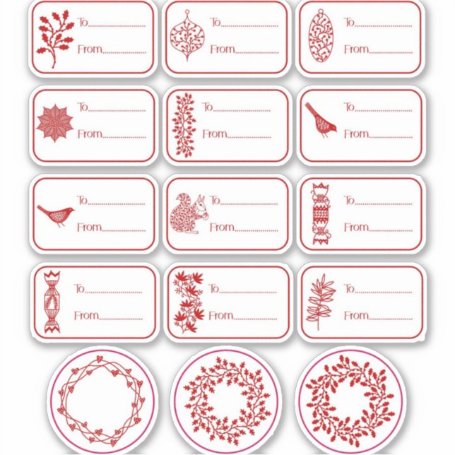 Christmas Gift Label Red and White (Front)