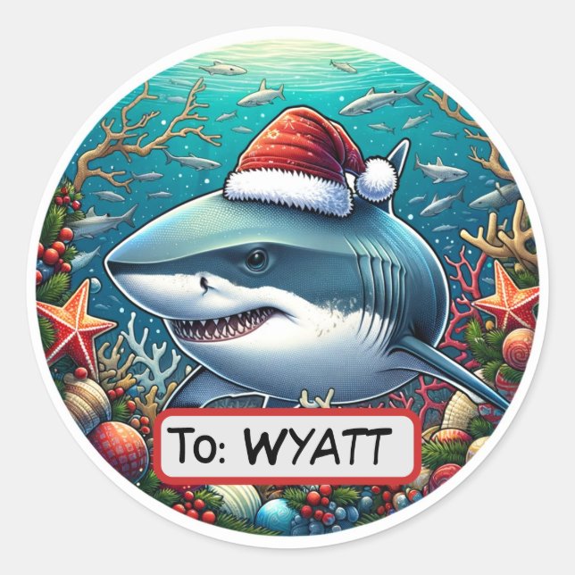 Christmas Gift Label Shark (Front)