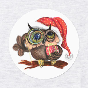 Christmas Gift Labels Baby Owl with Gift