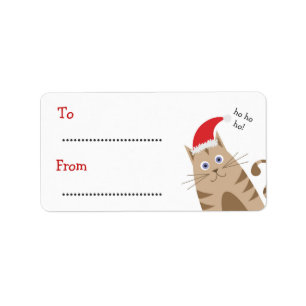 Christmas gift labels name santa cat ho ho ho