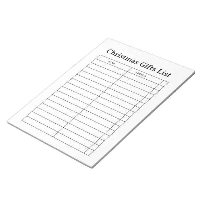Christmas Gift List Notepad (Angled)