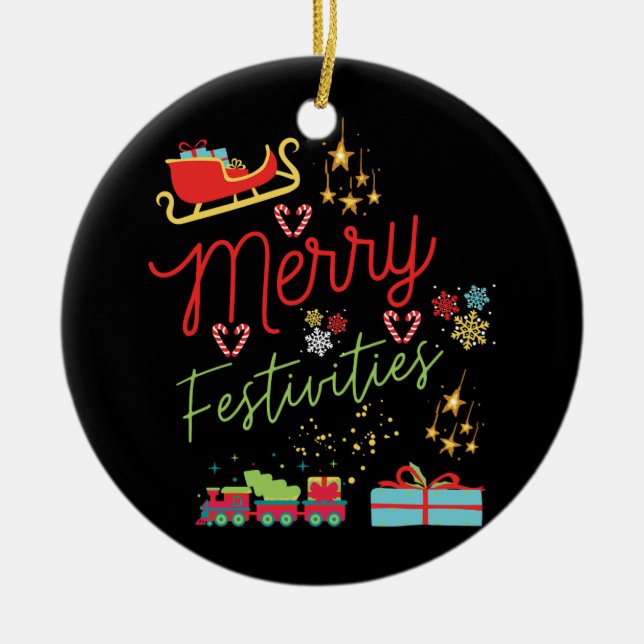 Christmas Gift Merry Festivities Ceramic Tree Decoration (Front)