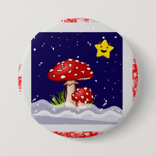 Christmas gift mushrooms 7.5 cm round badge