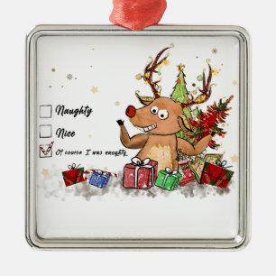 Christmas Gift Naghty Nice Metal Tree Decoration