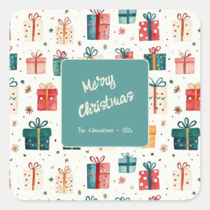Christmas Gift Packages Vintage Square Sticker