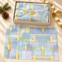 Christmas Gift Packaging Gold Pine & Pastel Plaid