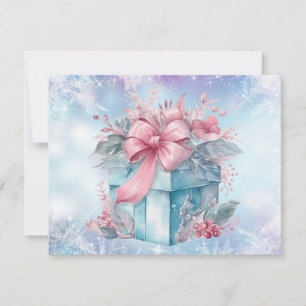 Christmas Gift Pastel Blue and Pink Ribbon