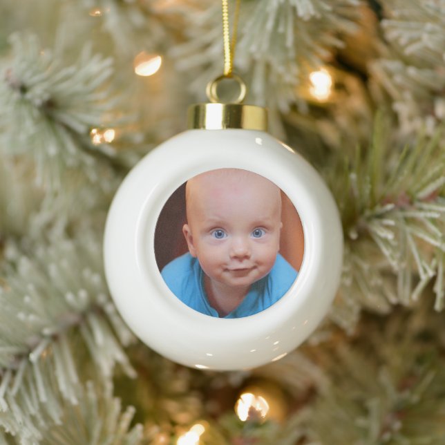 Christmas Gift Personalised Family Photo  Ceramic Ball Christmas Ornament (Tree)