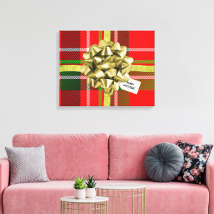 Christmas  Gift Print Tartan Pattern Home Deco