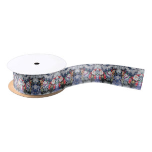 Christmas Gift Ribbon with Happy Christmas Friends Satin Ribbon