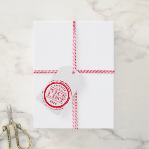 CHRISTMAS GIFT santa nice list stamp red Gift Tags