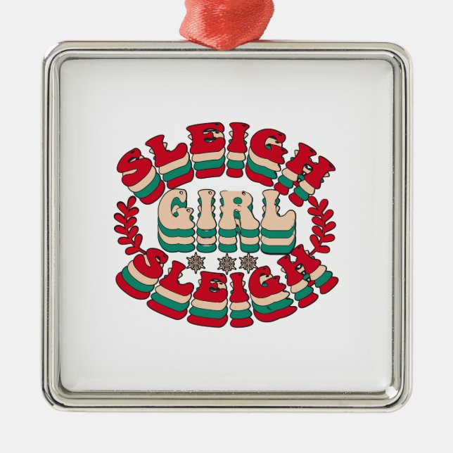 Christmas Gift Sleigh Girl Sleigh Metal Tree Decoration (Front)