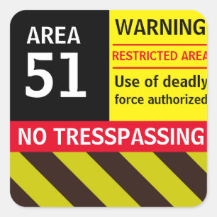 Christmas Gift Space Novelty Fashion AREA 51 Squar Square Sticker