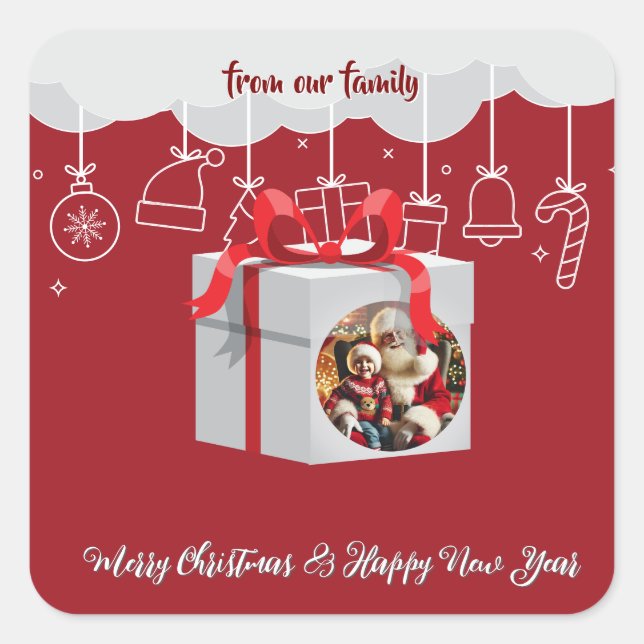 Christmas gift square sticker (Front)