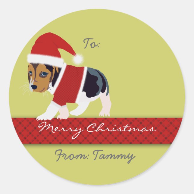 Christmas Gift Sticker (Dog) - Customisable (Front)