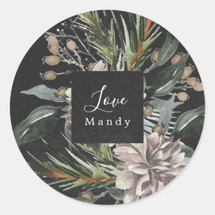 Christmas Gift Sticker Floral Chalkboard Holiday