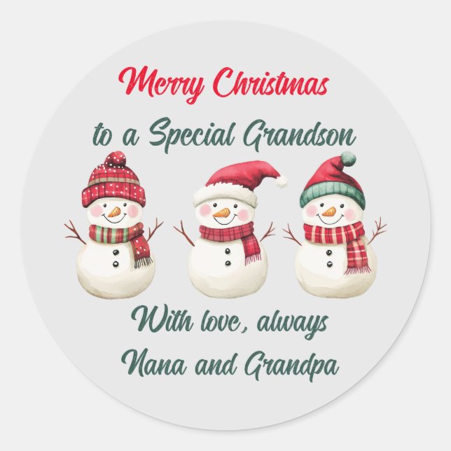 Christmas gift Sticker for Grandson (Front)