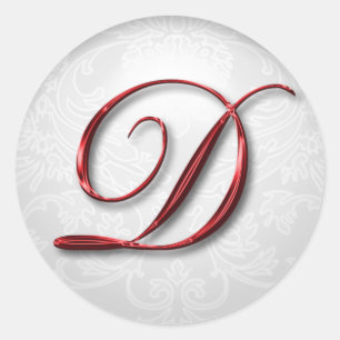 Christmas Gift Sticker Red Monogram