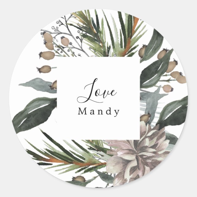 Christmas Gift Sticker Vintage Floral Holiday (Front)